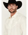 Image #2 - Wrangler Men's Rodeo Ben Jacquard Solid Long Sleeve Snap Western Shirt , Ivory, hi-res
