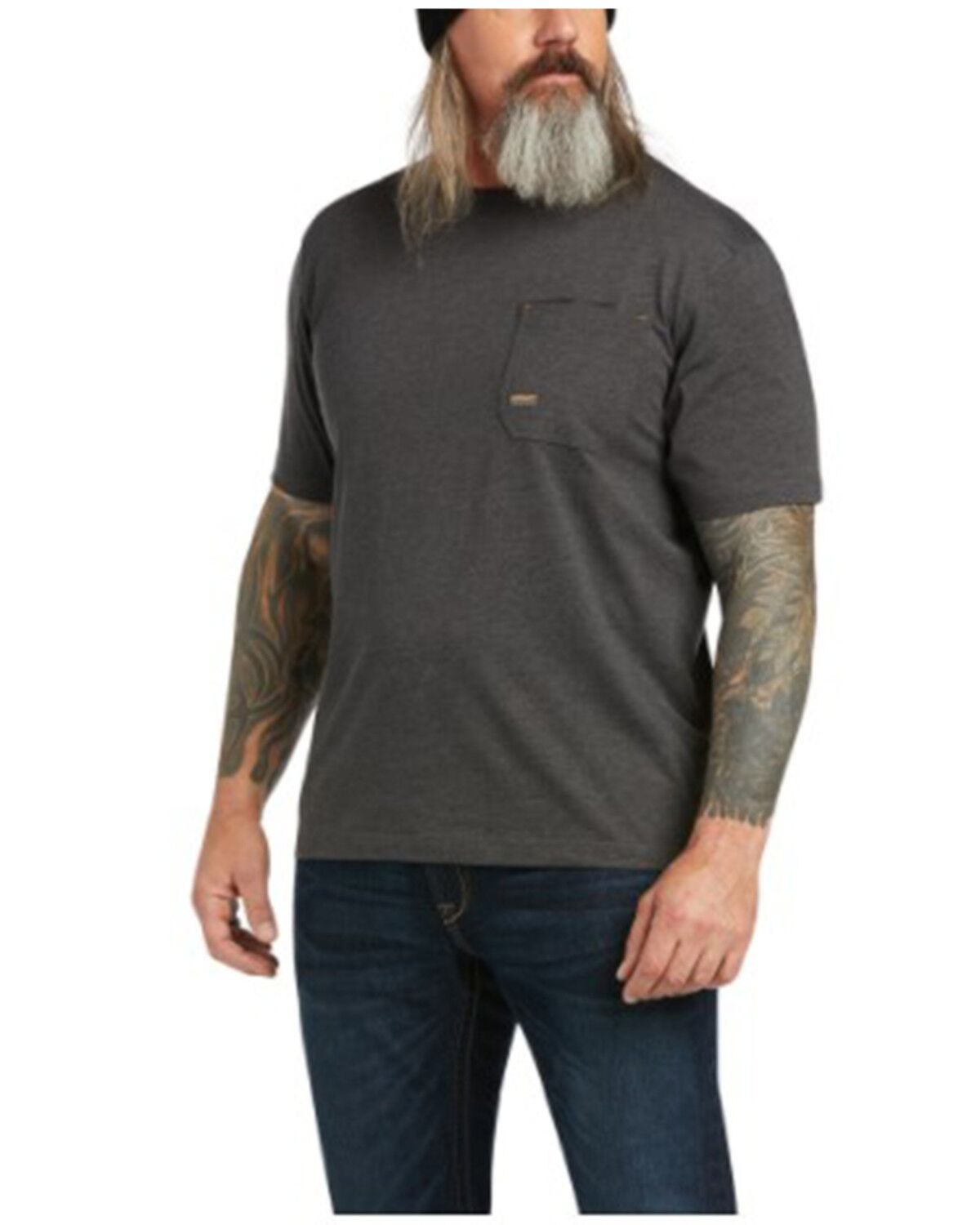 Image #1 - Ariat Men's Rebar Workman Full Cover Graphic Work Pocket T-Shirt, Charcoal, hi-res