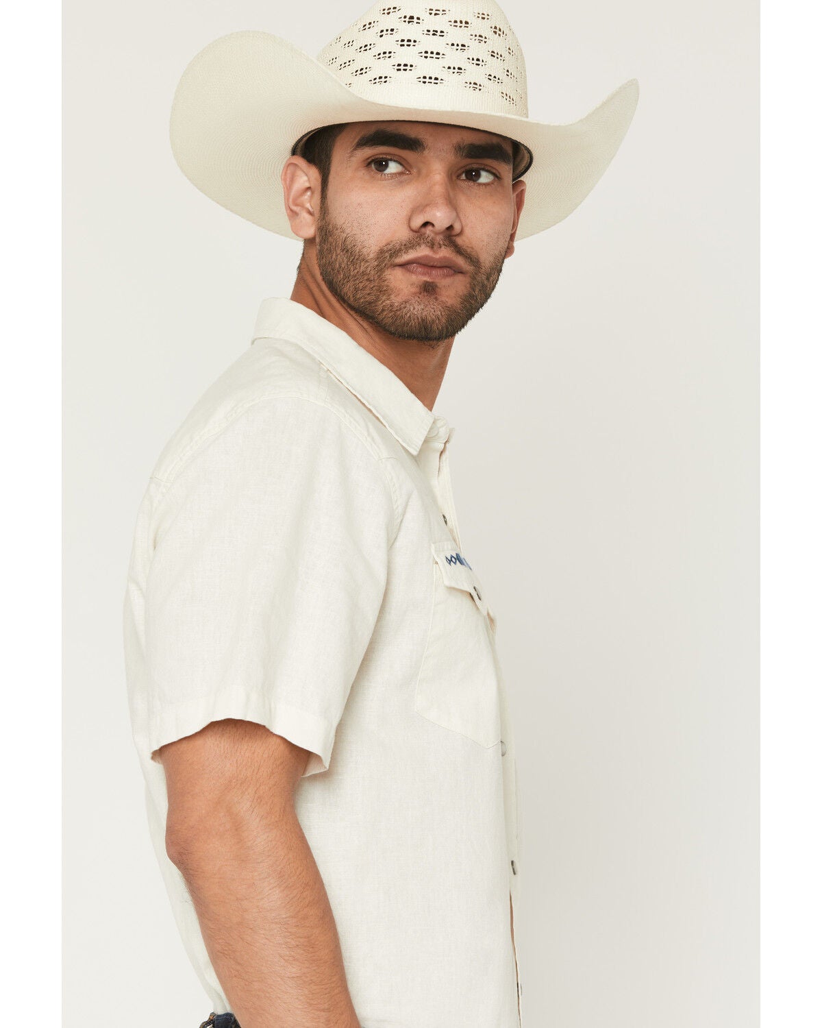 Image #2 - Kimes Ranch Men's Nuce Embroidered Pocket Short Sleeve Pearl Snap Western Shirt, Cream, hi-res