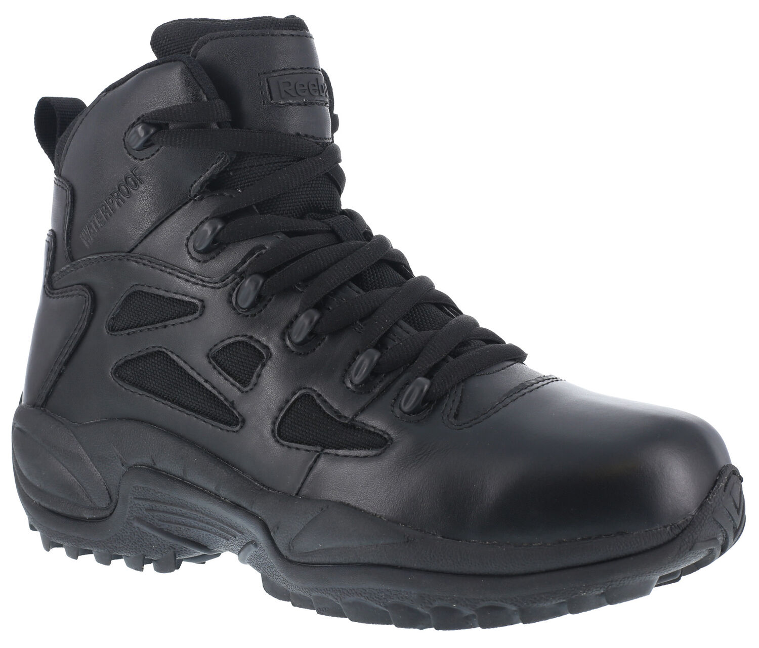 Image #1 - Reebok Men's Stealth 6" Lace-Up Waterproof Side Zip Work Boots - Soft Toe, Black, hi-res