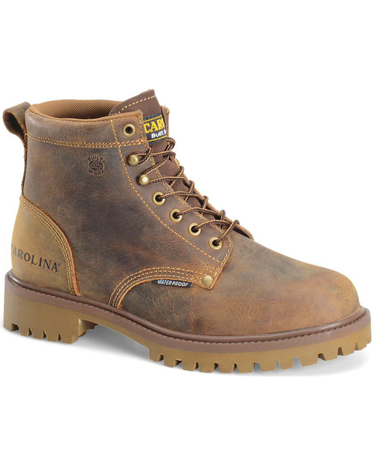 Image #1 - Carolina Men's 6" Waterproof Work Boots - Steel Toe, Brown, hi-res