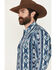 Image #2 - Wrangler Men's Checotah Southwestern Print Long Sleeve Snap Western Shirt, Blue, hi-res