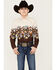 Panhandle Boys' Southwestern Border Print Long Sleeve Snap Shirt, Natural, hi-res