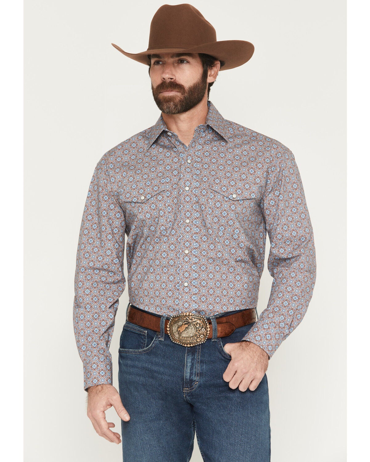 Product Name: Panhandle Slim Men's Medallion Print Long Sleeve Snap Western Shirt