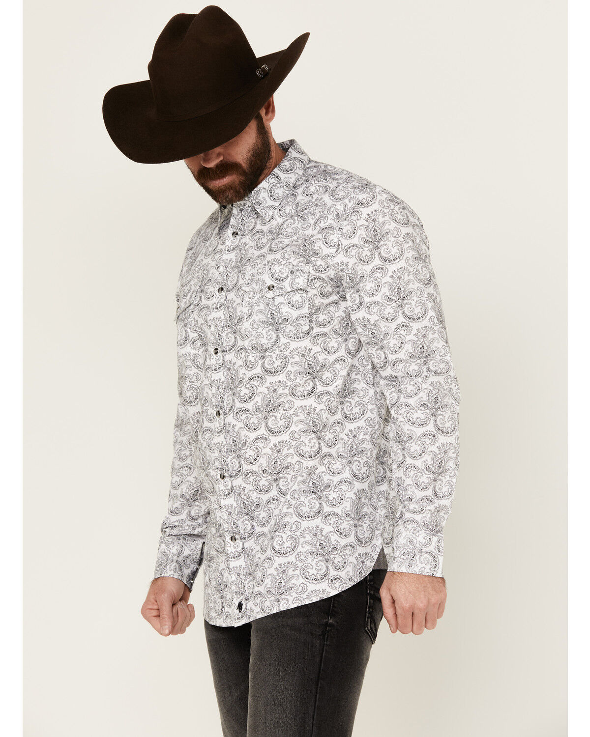 Image #2 - Moonshine Spirit Men's Empire Paisley Print Long Sleeve Snap Western Shirt, White, hi-res