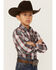 Image #2 - Roper Boys' Plaid Print Long Sleeve Western Pearl Snap Shirt, Grey, hi-res