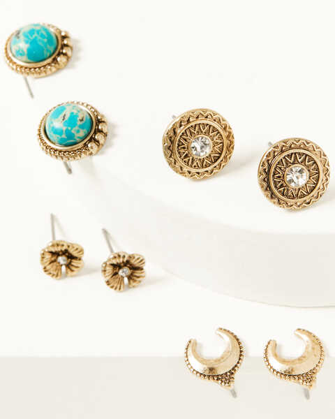 Image #3 - Shyanne Women's Golden Hour Crescent 7-Piece Earrings Set, Turquoise, hi-res