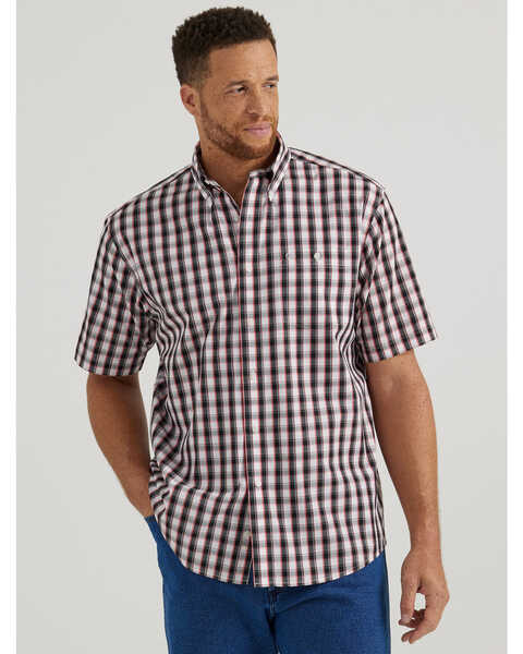 Image #1 - Wrangler Men's Classic Plaid Print Short Sleeve Button-Down Western Shirt , Black, hi-res