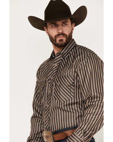 Image #2 - Reisistol Men's Quinton Stripe Snap Western Shirt , Black/tan, hi-res