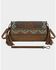 Image #1 - Wrangler Women's Southwestern Embroidered Fringe Wallet Crossbody Bag, Brown, hi-res