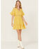 Image #1 - Wishlist Women's Solid Lace Trim Mini Dress, Mustard, hi-res