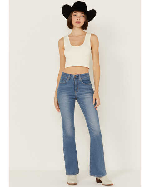 Image #1 - Levi's Women's Medium Wash The Lucky One High Rise 726 Stretch Flare Jeans , Medium Wash, hi-res