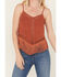 Idyllwind Women's Lace & Fringe Handkerchiefed Tank , Pecan, hi-res