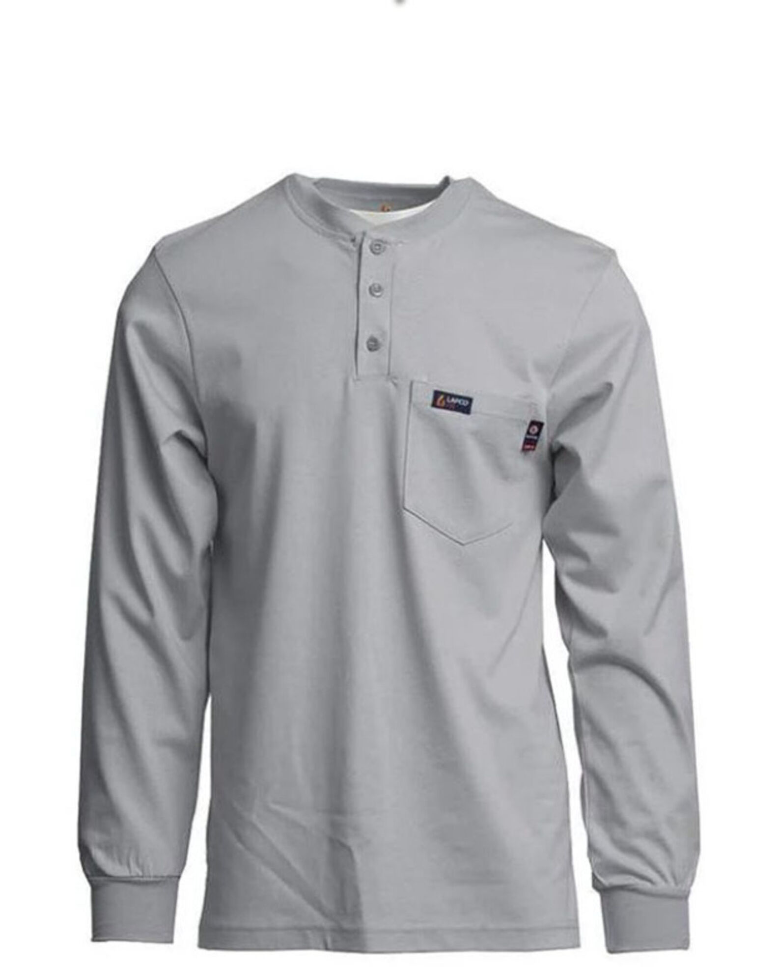 Image #1 - Lapco Men's FR Long Sleeve Henley T-Shirt, Grey, hi-res