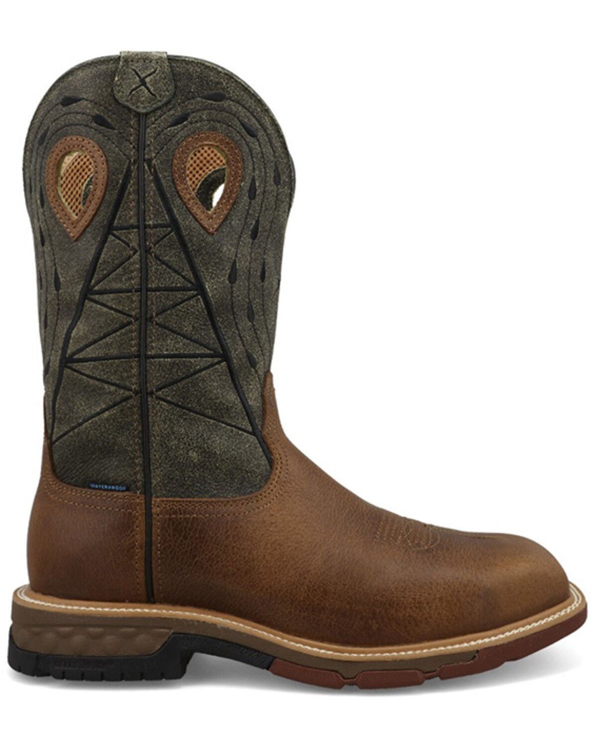 Image #2 - Twisted X Men's 12" Western Work Boots - Nano Composite Toe, Brown, hi-res