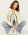 Image #1 - Shyanne Women's Embroidered Stripe Frayed Shacket , Off White, hi-res