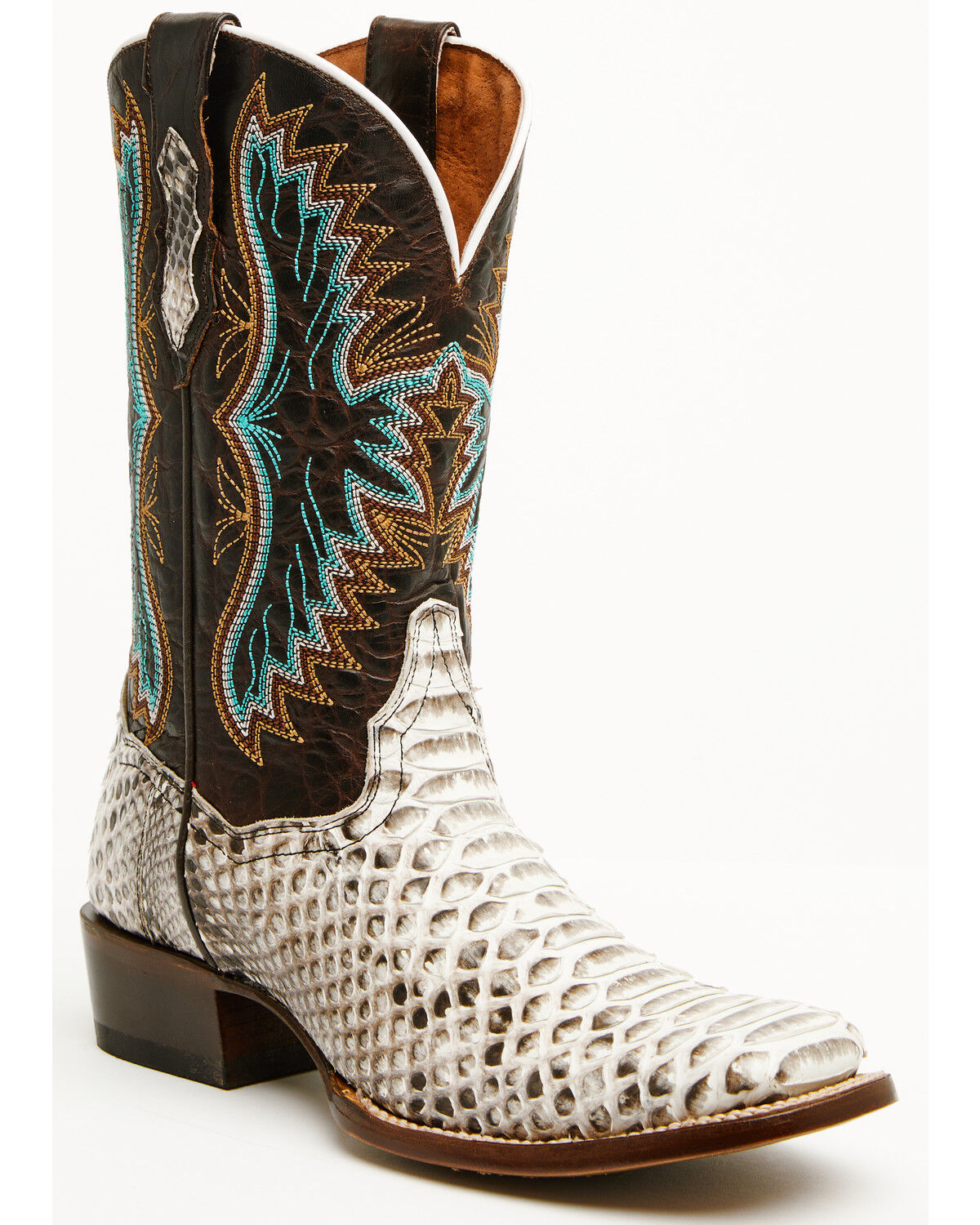 Image #1 - Dan Post Women's Exotic Python Western Boots - Broad Square Toe, Natural, hi-res