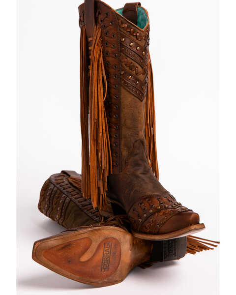 Image #5 - Corral Women's Studded Fringe Cowgirl Boots - Snip Toe, , hi-res