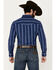 Image #4 - Ely Walker Men's Southwestern Striped Print Long Sleeve Pearl Snap Western Shirt, Navy, hi-res