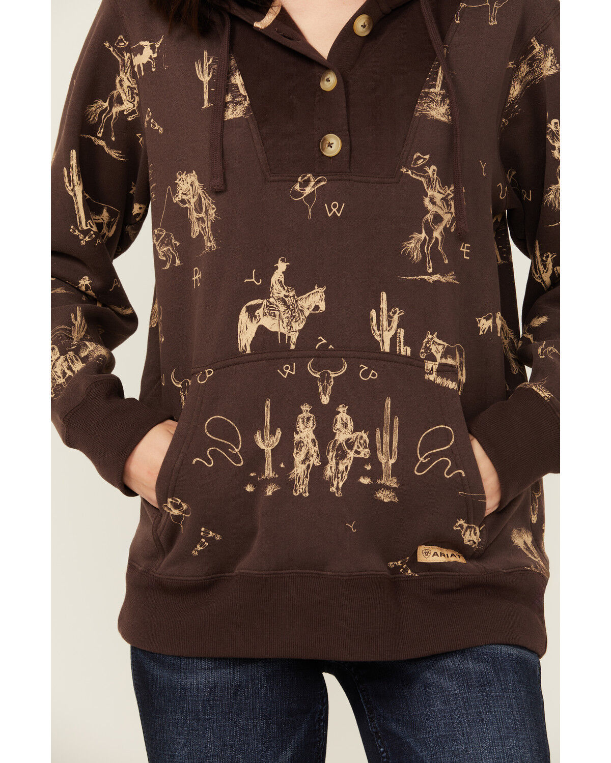 Image #3 - Ariat Women's Rachin' Graphic Print Hoodie, Brown, hi-res