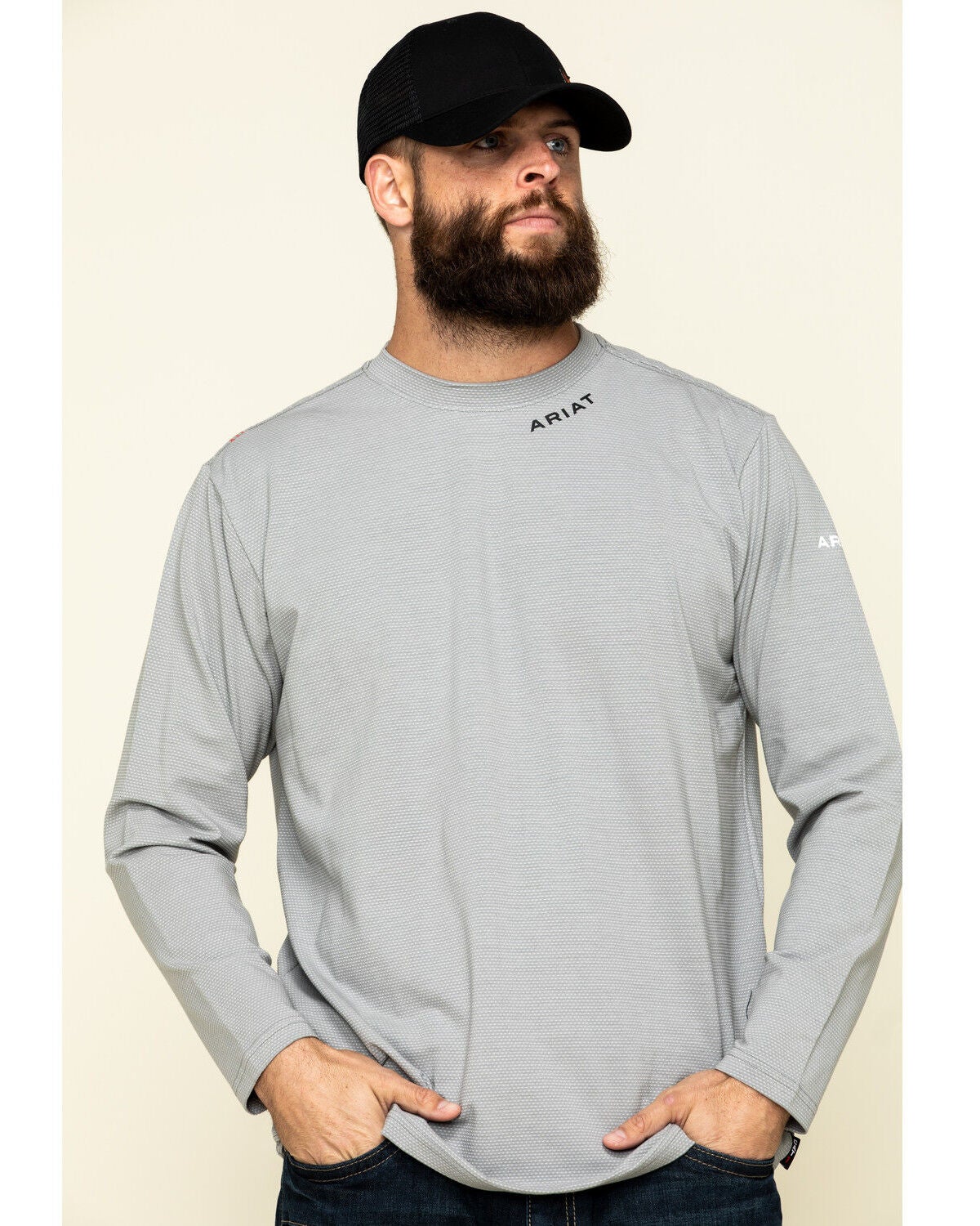 Ariat Men's Silver Fox FR Baselayer Long Sleeve Work T-Shirt - Big, Silver, hi-res