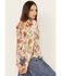 Wild Moss Women's Floral Smocked Waist Top, Ivory, hi-res