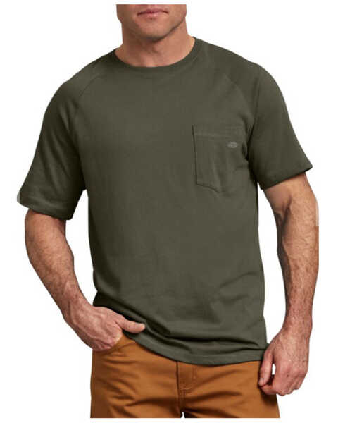 Image #1 - Dickies Men's Solid Performance Cooling Short Sleeve Work Pocket T-Shirt , Moss Green, hi-res
