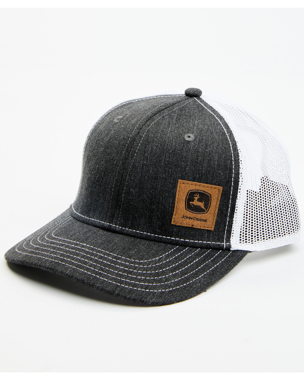 Image #1 - John Deere Men's Charcoal Corner Patch Ball Cap, Charcoal, hi-res