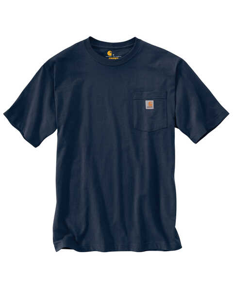 Carhartt Men's Loose Fit Heavyweight Logo Pocket Work T-Shirt - Big & Tall, Navy, hi-res