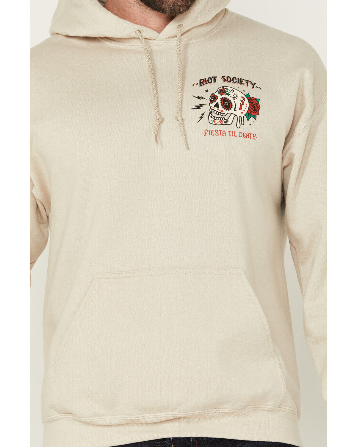 Image #3 - Riot Society Men's Boot Barn Exclusive Fiesta Til Death Cowgirl Graphic Hooded Sweatshirt, Sand, hi-res
