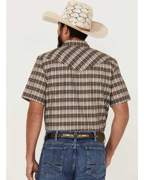 Image #4 - Cody James Men's Grit Plaid Print Short Sleeve Snap Western Shirt - Tall , Brown, hi-res