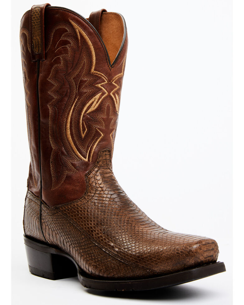 Dan Post Men's Exotic Water Snake Western Boots - Square toe , Chocolate, hi-res