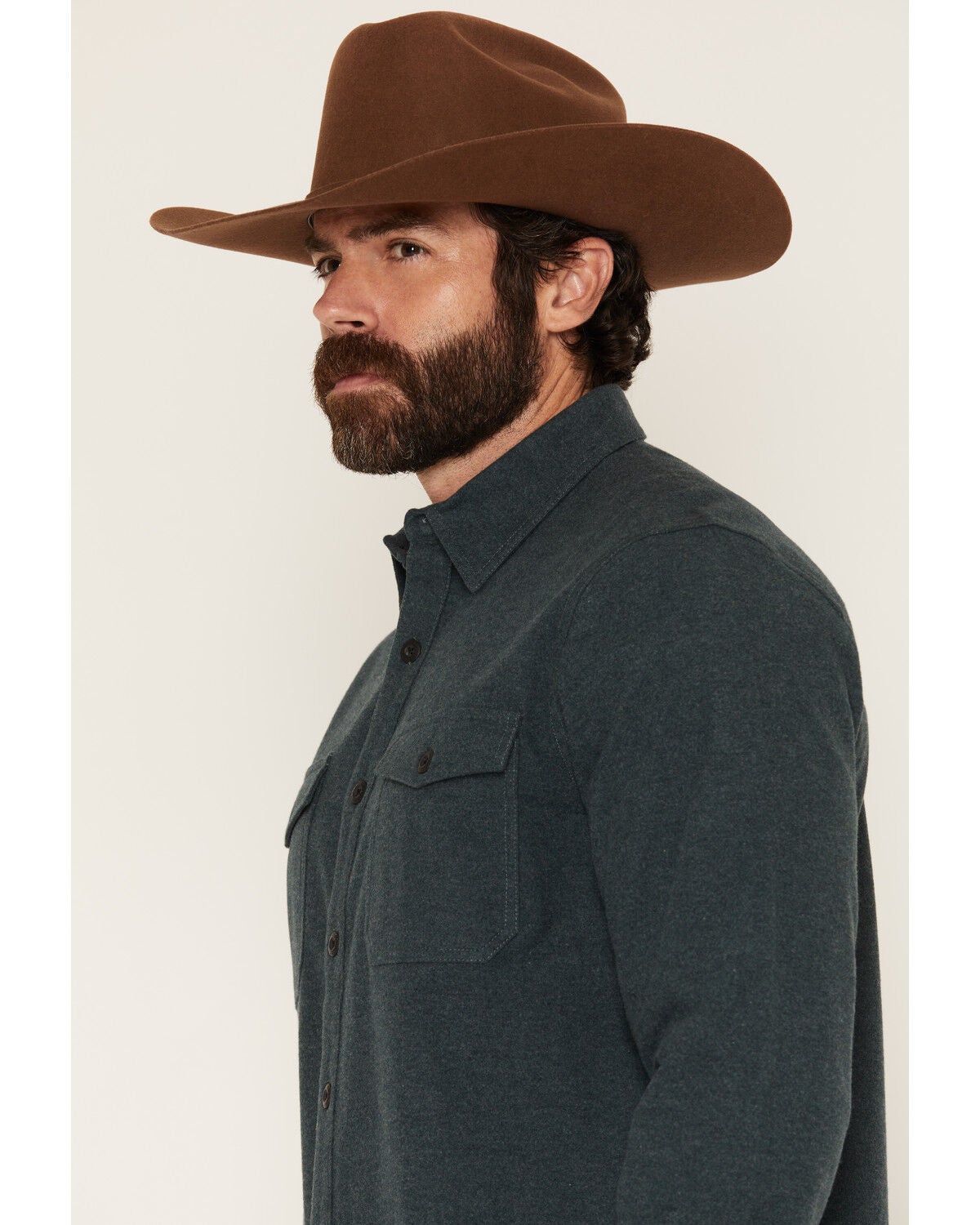 Image #2 - Dakota Grizzly Men's Major Solid Long Sleeve Button-Down Flannel Shirt, Dark Teal, hi-res