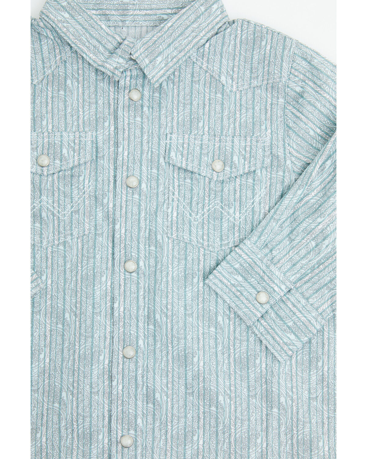 Image #2 - Wrangler Toddler Boys' Paisley Print Long Sleeve Snap Stretch Western Shirt, Grey, hi-res
