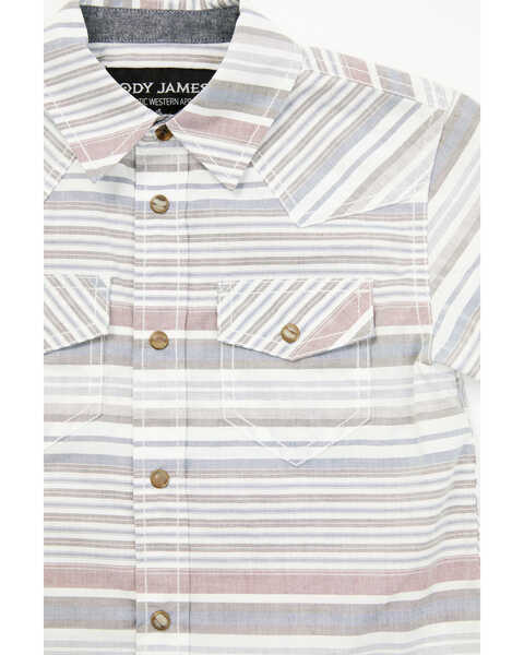 Image #2 - Cody James Toddler Boys' Striped Short Sleeve Snap Western Shirt, Tan, hi-res