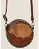 Shyanne Women's Hair-On Tooled Round Crossbody Bag, Cream/brown, hi-res