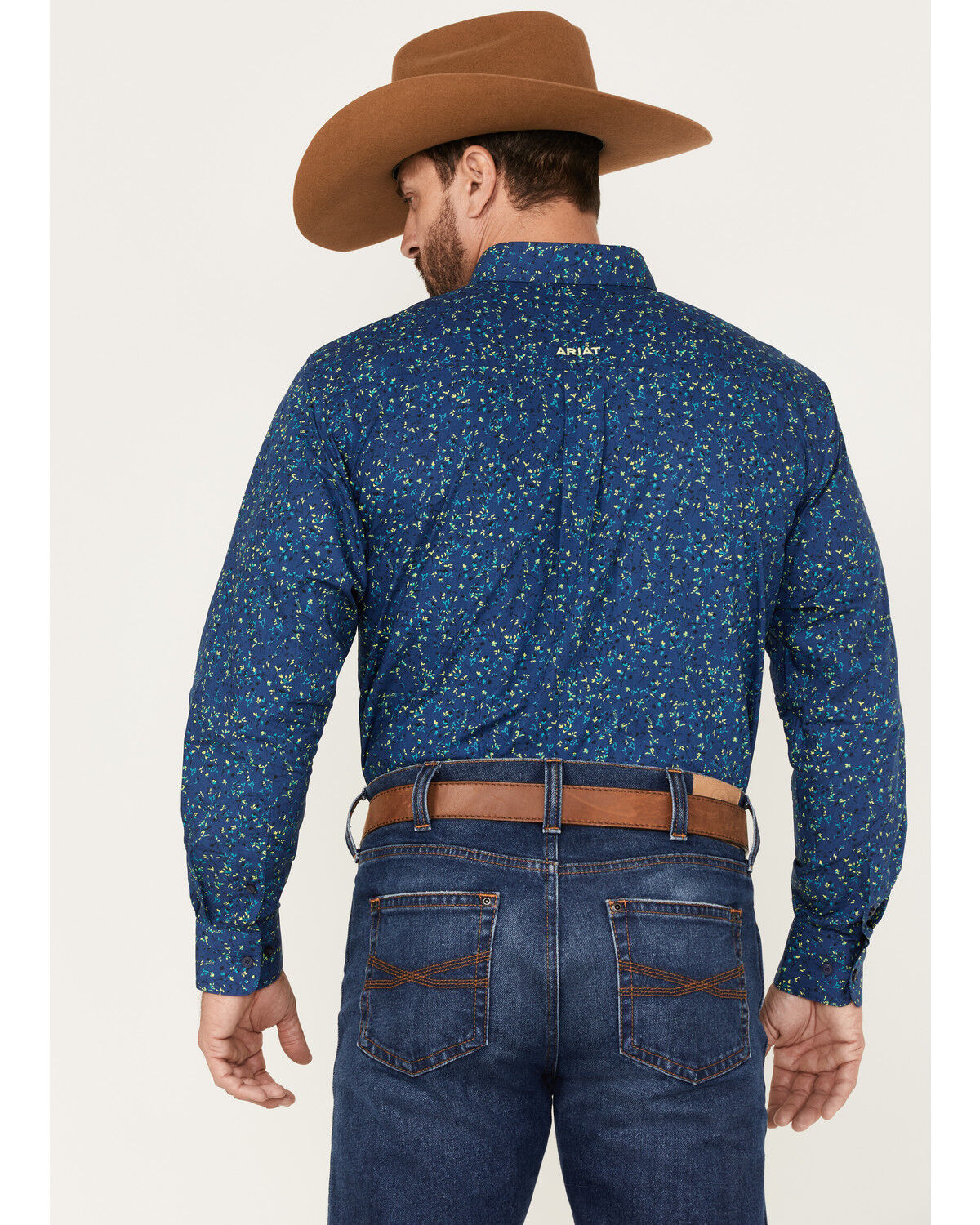 Image #4 - Ariat Men's Benji Floral Print Button Down Western Shirt, Blue, hi-res