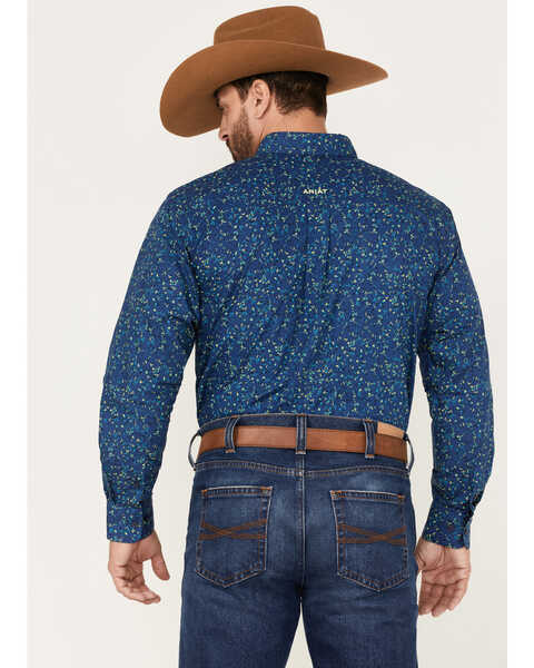 Ariat Men's Benji Floral Print Button Down Western Shirt , Blue, hi-res