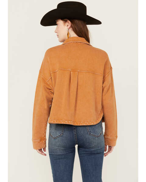Image #4 - White Crow Women's Washed Knit Cropped Shacket , Rust Copper, hi-res