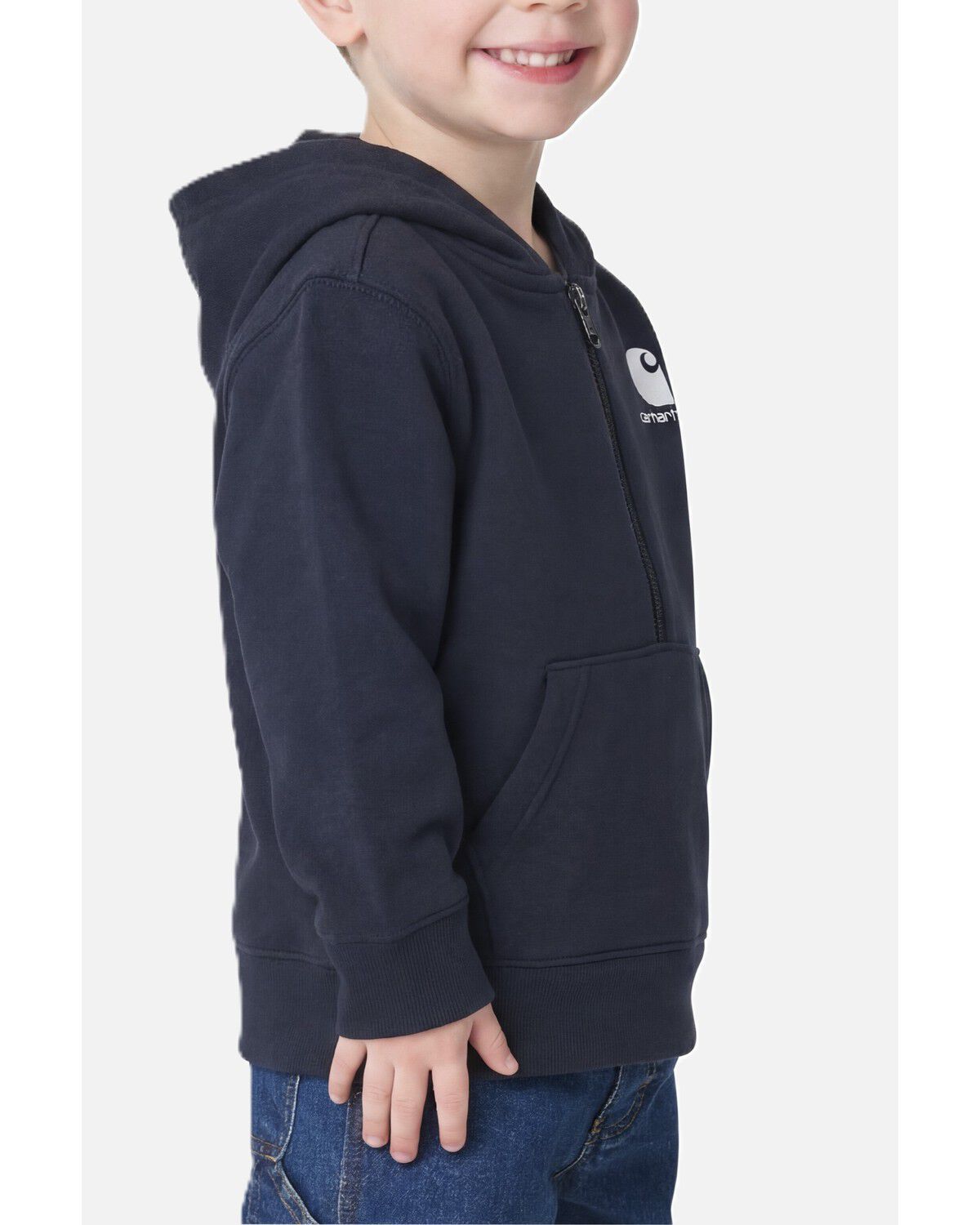 Image #2 - Carhartt Toddler Boys' Long Sleeve Half Zip Hooded Logo Pullover, Black, hi-res