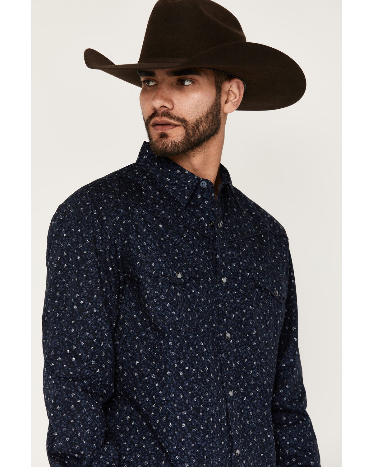 Image #2 - Moonshine Spirit&reg; Men's Wrangler Micro Floral Long Sleeve Snap Western Shirt, Navy, hi-res