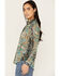 Image #2 - Roper Women's Snake Print Long Sleeve Button-Down Western Shirt , Green, hi-res