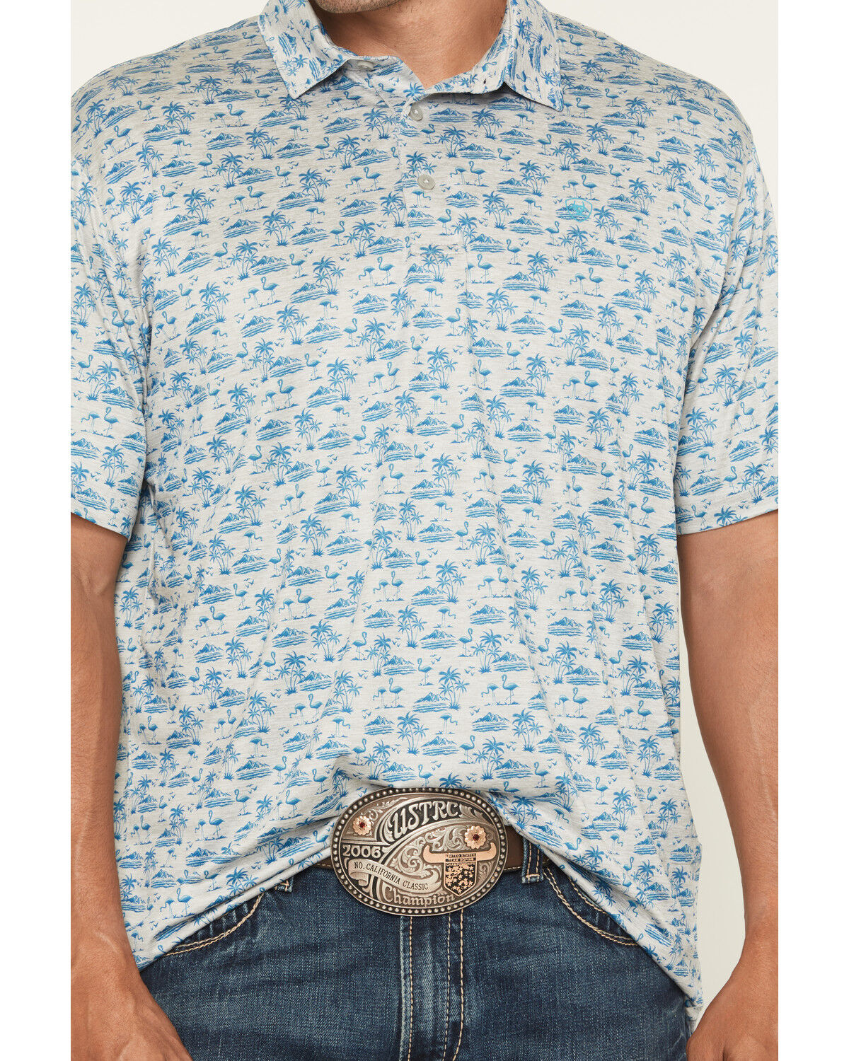 Image #3 - Ariat Men's Charger 2.0 Short Sleeve Button-Down Performance Polo, Heather Grey, hi-res