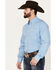 Cinch Men's Geo Print Long Sleeve Button Down Western Shirt, Light Blue, hi-res