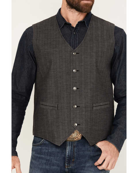 Image #3 - Moonshine Spirit Men's Herringbone Button-Down Wool Vest , Grey, hi-res
