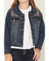 Image #3 - Shyanne Girls' Scout Floral Embroidered Denim Jacket, Dark Wash, hi-res