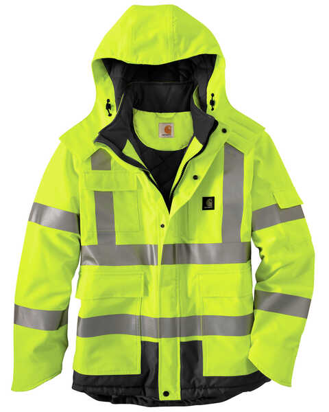 Image #1 - Carhartt Men's High Visibility Water Repellent Sherwood Work Jacket, Lime, hi-res