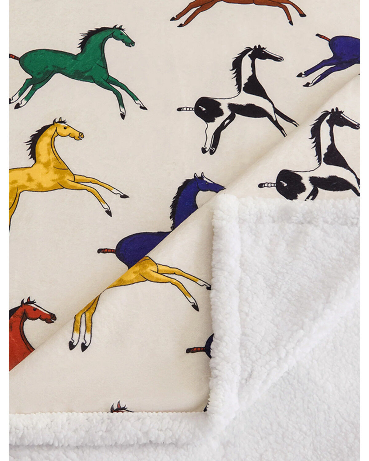Image #4 - HiEnd Accents Wild Horse Campfire Sherpa Throw, White, hi-res