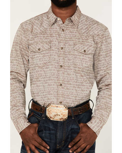 Cody James Men's Century Southwestern Jacquard Print Long Sleeve Snap Western Shirt , Brown, hi-res
