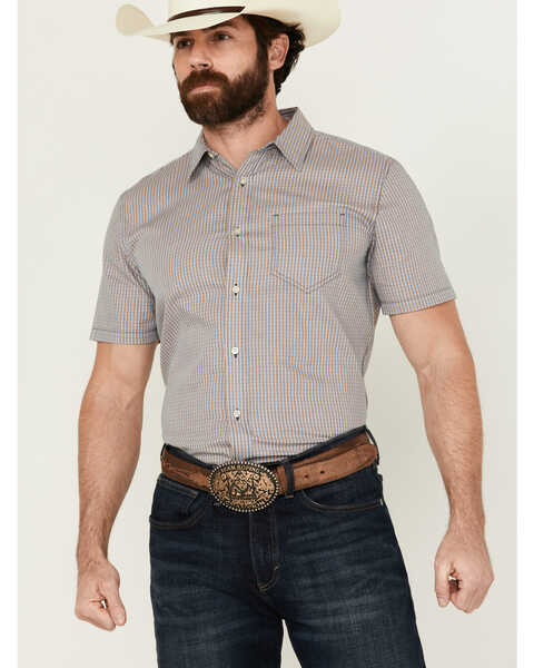 Image #1 - Gibson Men's Gold Cave Plaid Print Short Sleeve Button-Down Western Shirt , Multi, hi-res